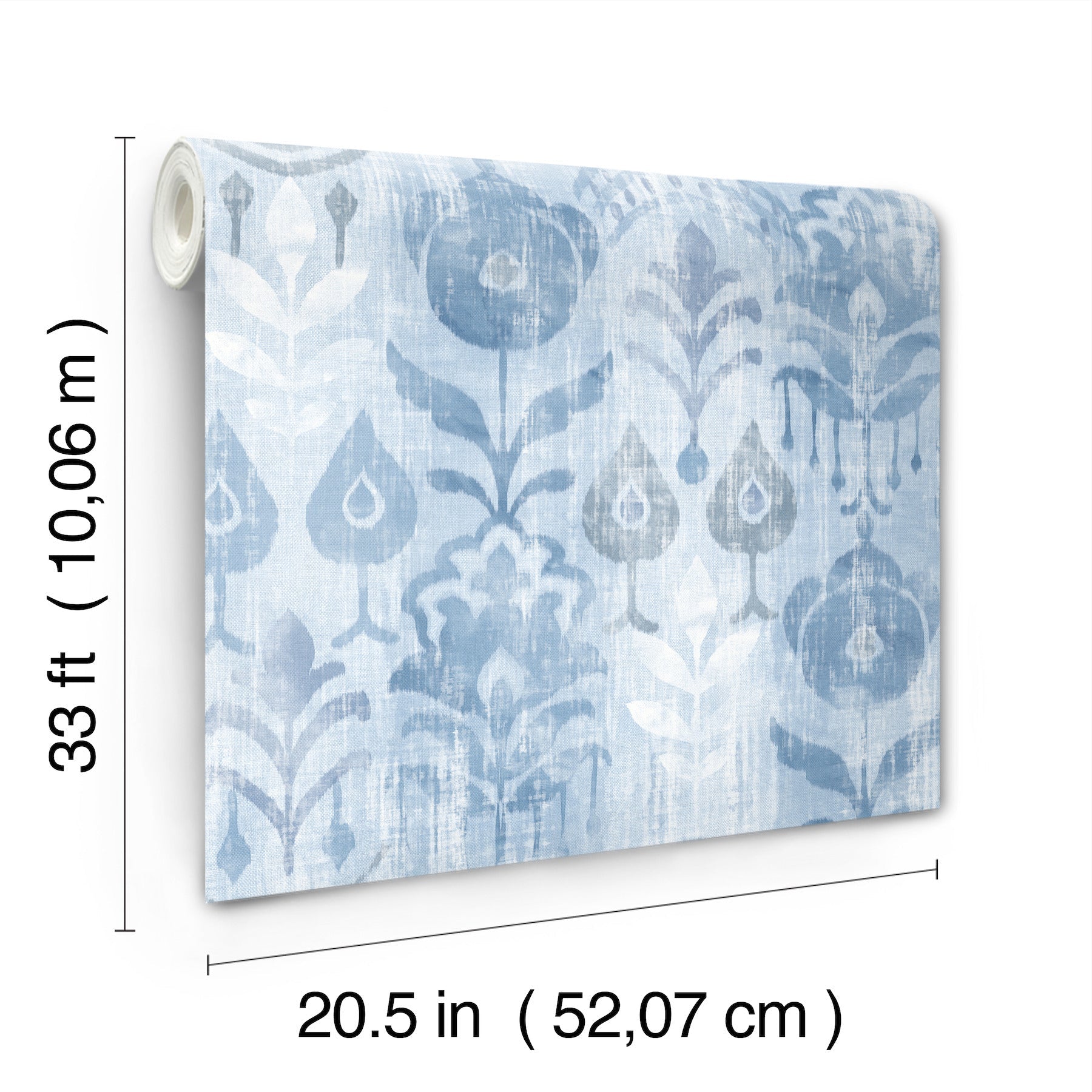 A-Street Prints Pavord Blue Floral Shibori Wallpaper, 20.5-in by 33-ft