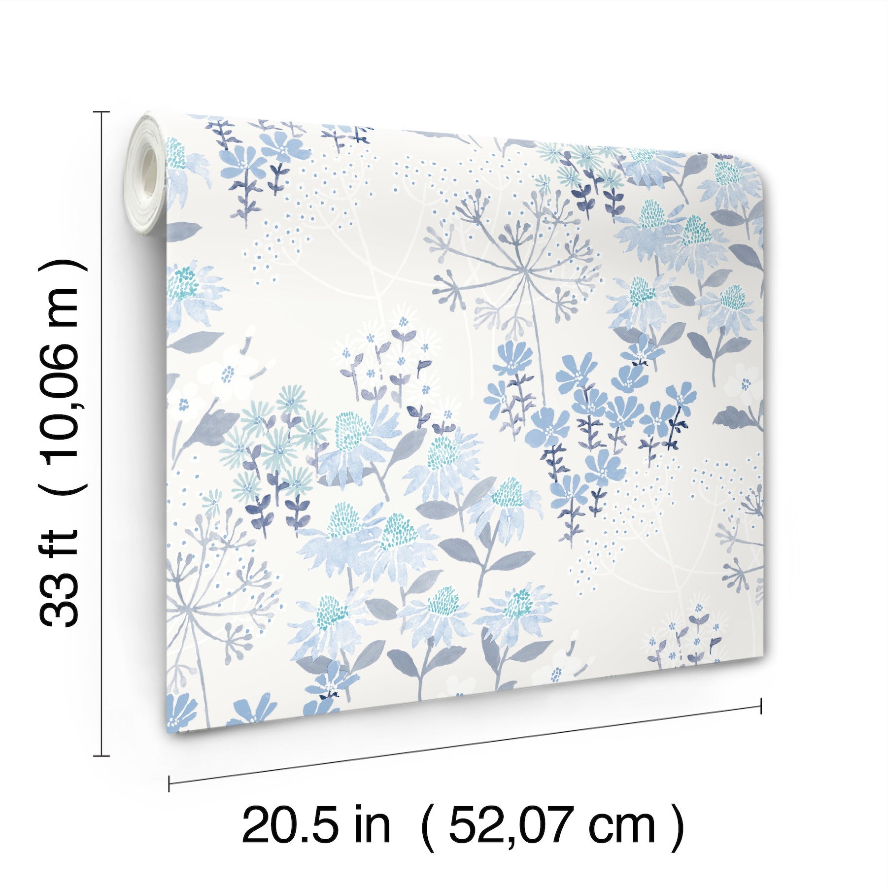 A-Street Prints Cultivate Blue Springtime Blooms Wallpaper, 20.5-in by 33-ft