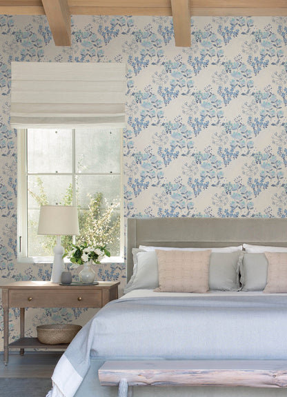 A-Street Prints Cultivate Blue Springtime Blooms Wallpaper, 20.5-in by 33-ft