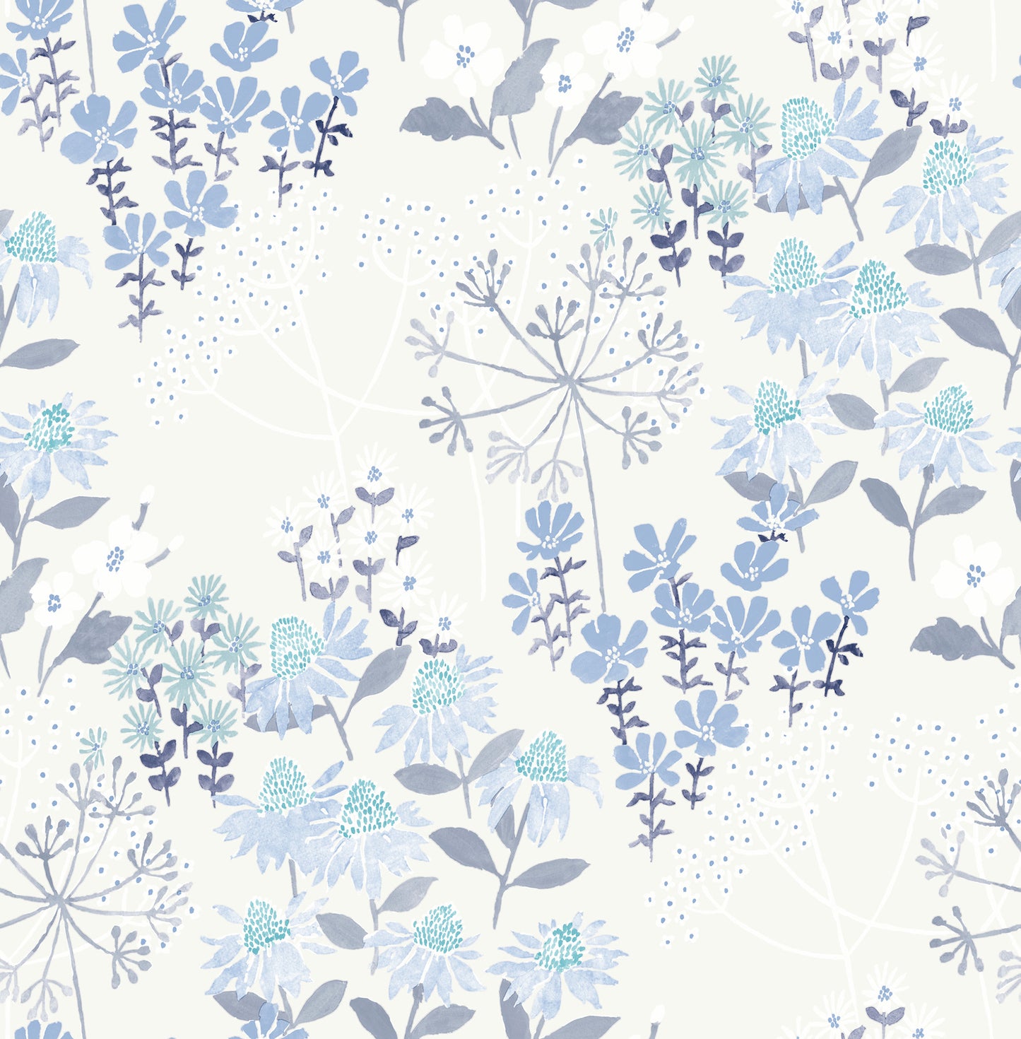 A-Street Prints Cultivate Blue Springtime Blooms Wallpaper, 20.5-in by 33-ft