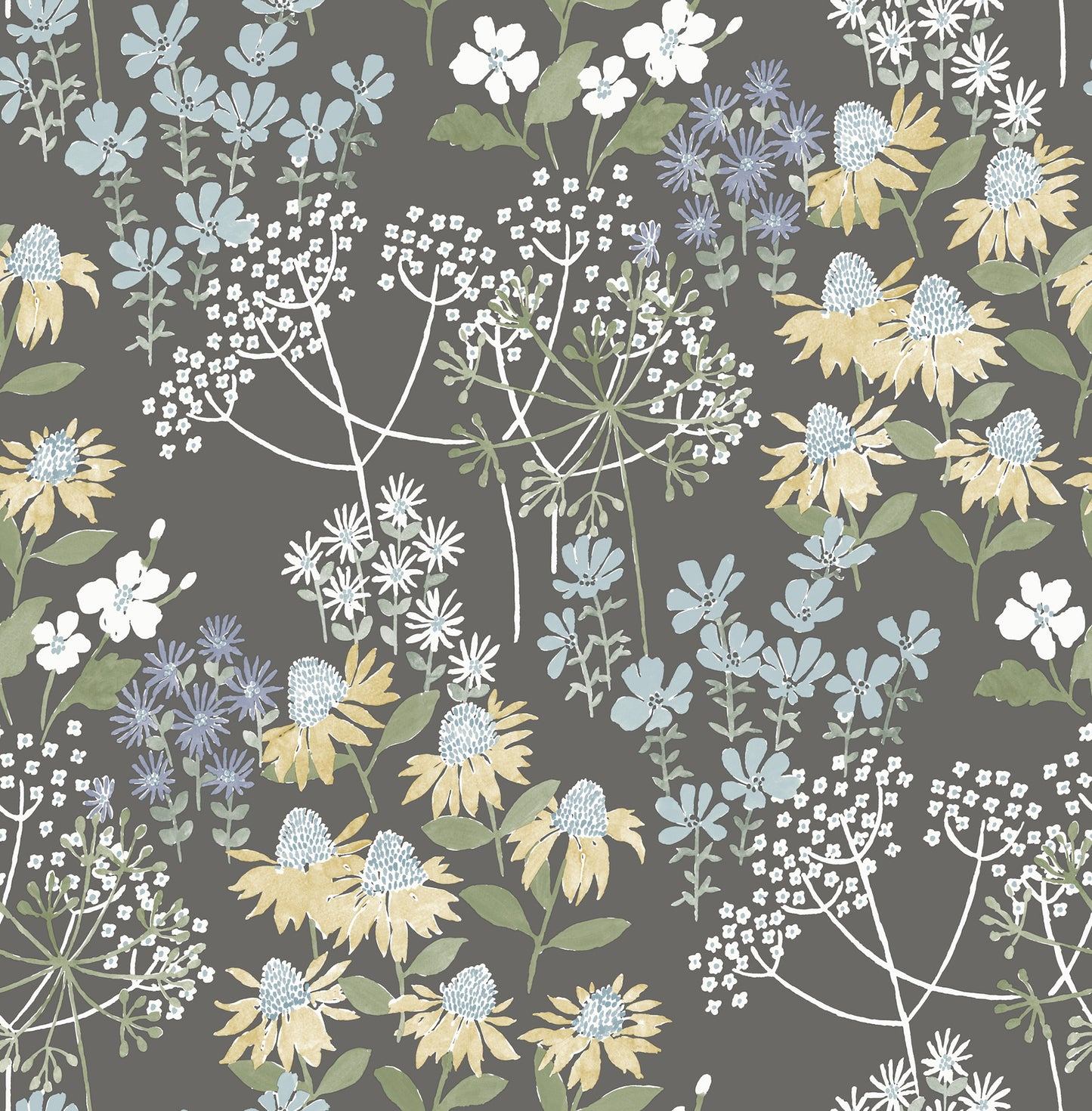 A-Street Prints Cultivate Grey Springtime Blooms Wallpaper, 20.5-in by 33-ft