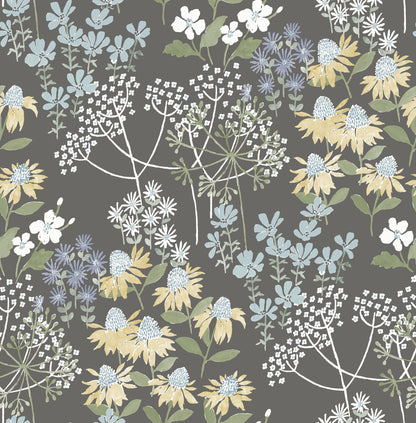 A-Street Prints Cultivate Grey Springtime Blooms Wallpaper, 20.5-in by 33-ft