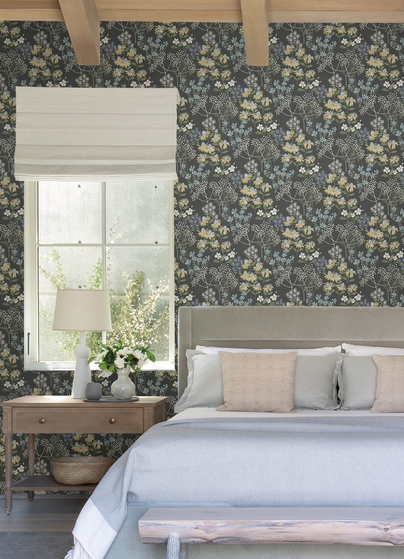 A-Street Prints Cultivate Grey Springtime Blooms Wallpaper, 20.5-in by 33-ft