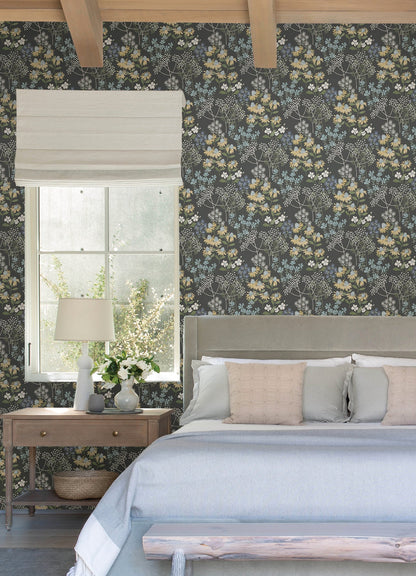 A-Street Prints Cultivate Grey Springtime Blooms Wallpaper, 20.5-in by 33-ft