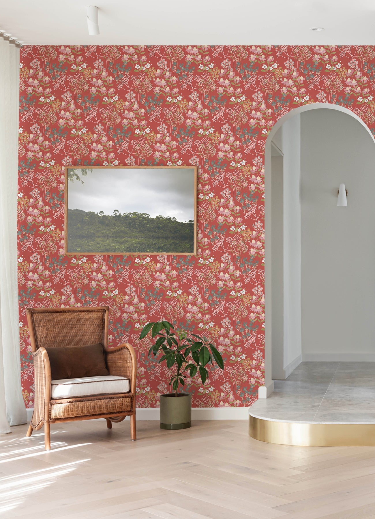 A-Street Prints Cultivate Red Springtime Blooms Wallpaper, 20.5-in by 33-ft