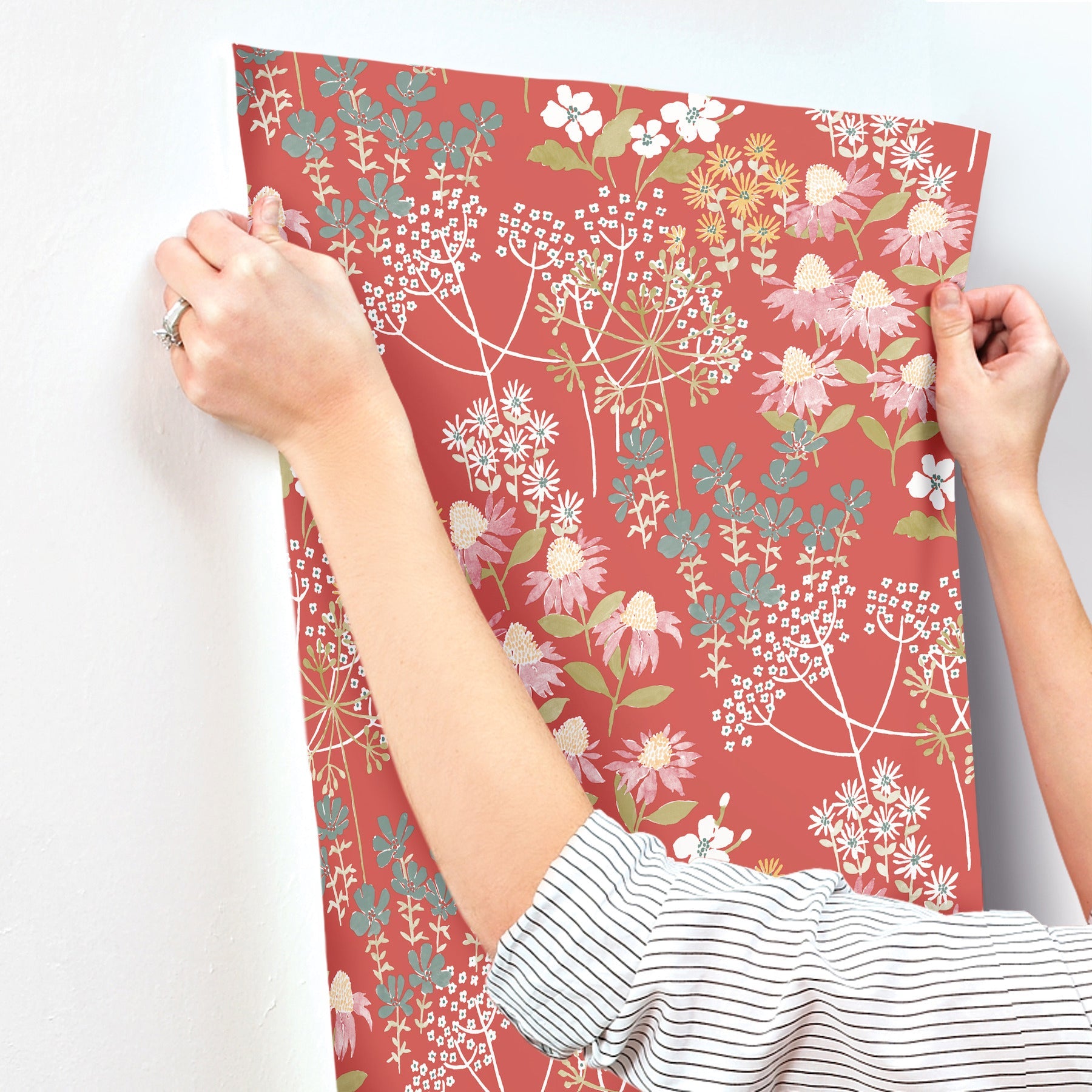 A-Street Prints Cultivate Red Springtime Blooms Wallpaper, 20.5-in by 33-ft