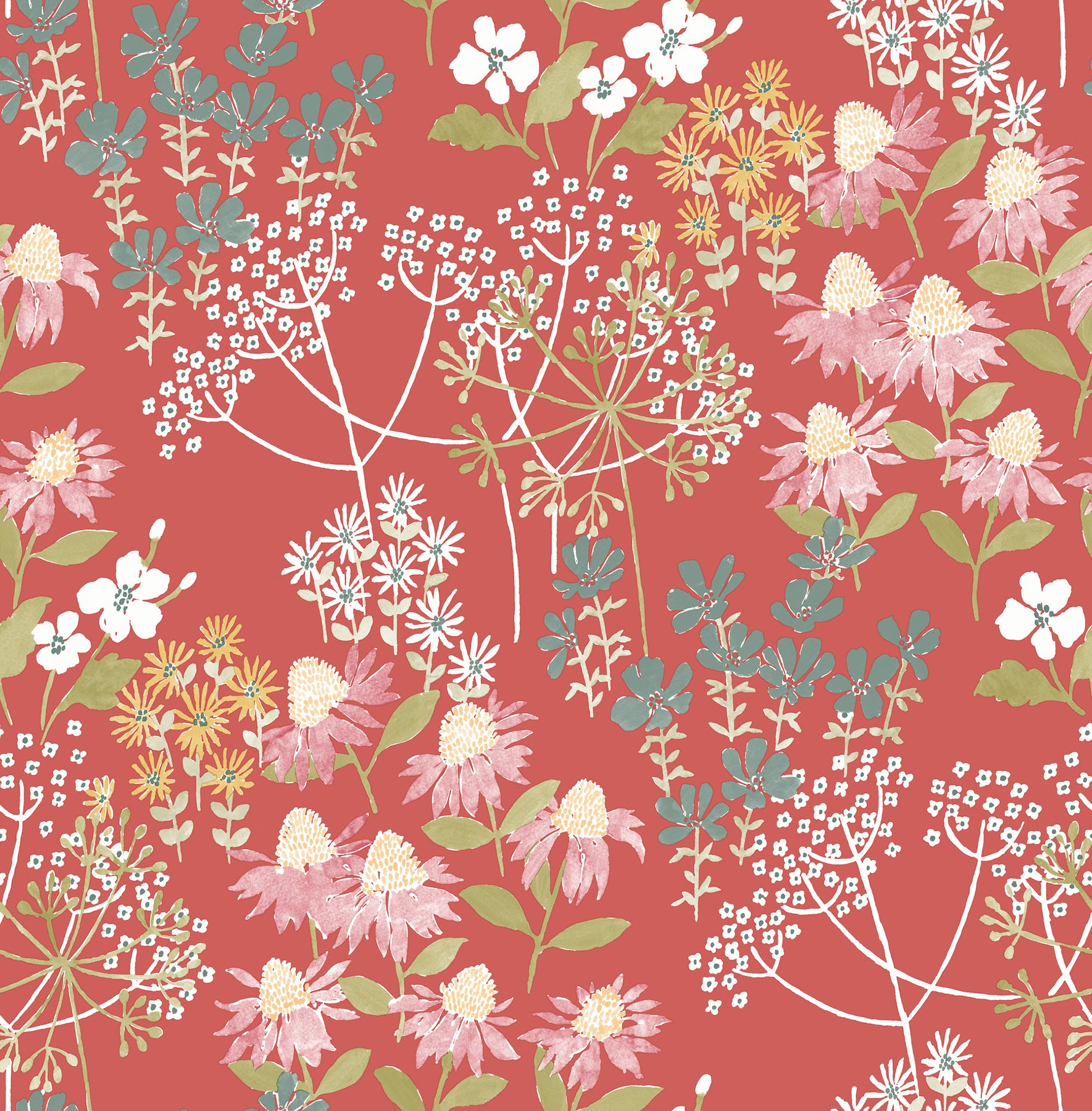 A-Street Prints Cultivate Red Springtime Blooms Wallpaper, 20.5-in by 33-ft