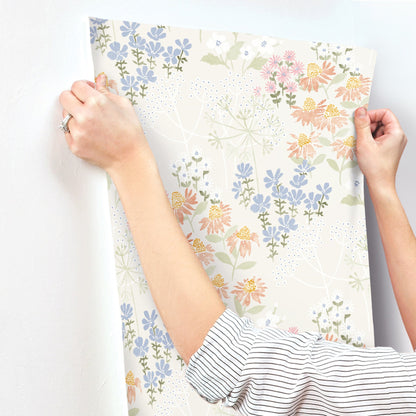 A-Street Prints Cultivate Pastel Springtime Blooms Wallpaper, 20.5-in by 33-ft