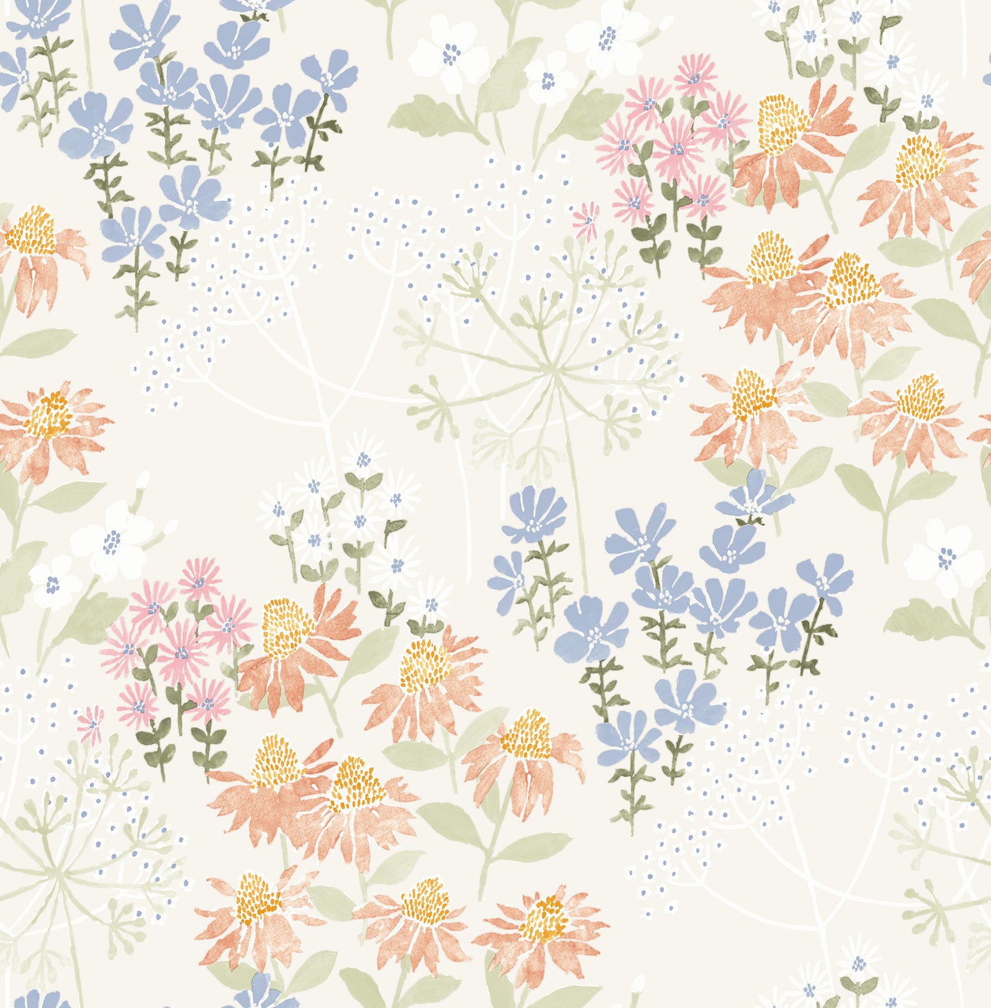 A-Street Prints Cultivate Pastel Springtime Blooms Wallpaper, 20.5-in by 33-ft