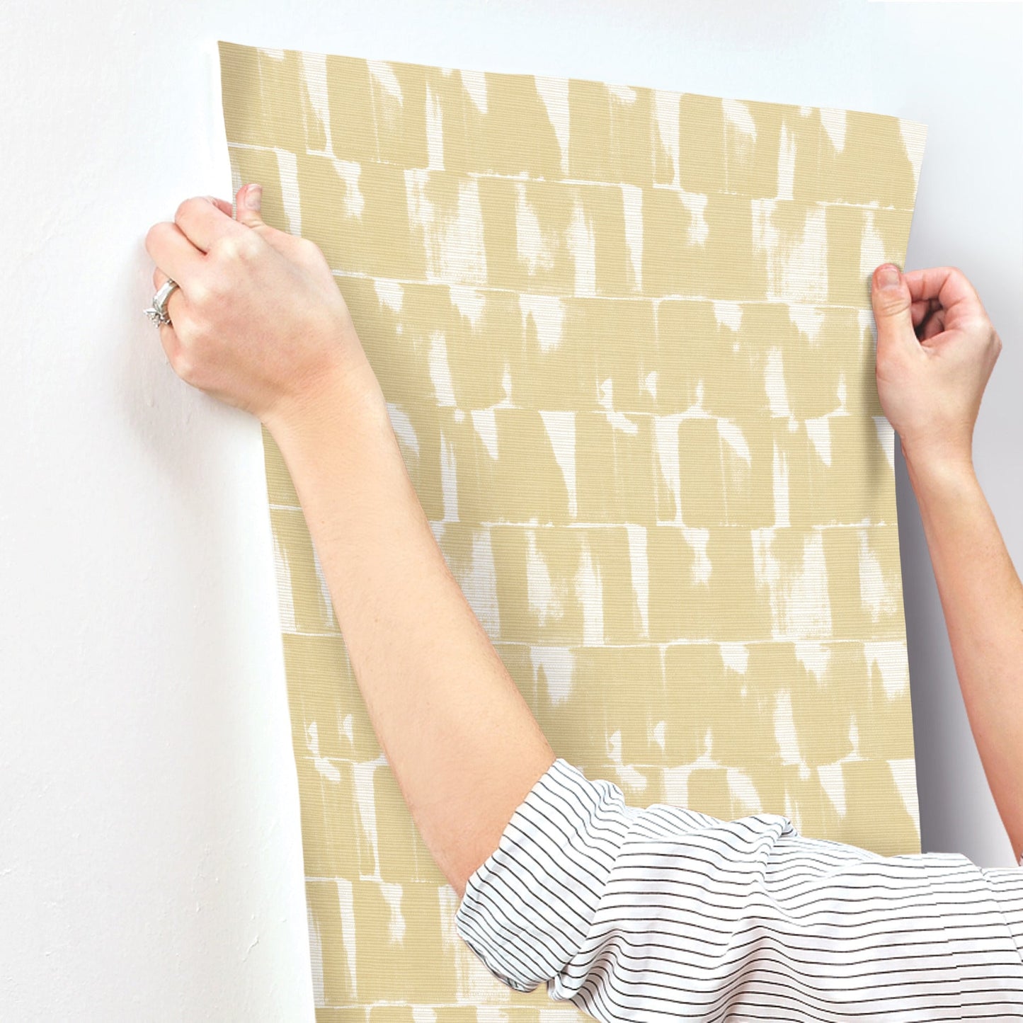 A-Street Prints Bancroft Gold Artistic Stripe Wallpaper, 20.5-in by 33-ft