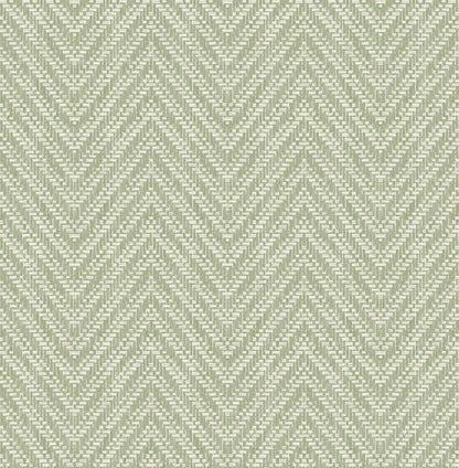 A-Street Prints Glynn Green Chevron Wallpaper, 20.5-in by 33-ft