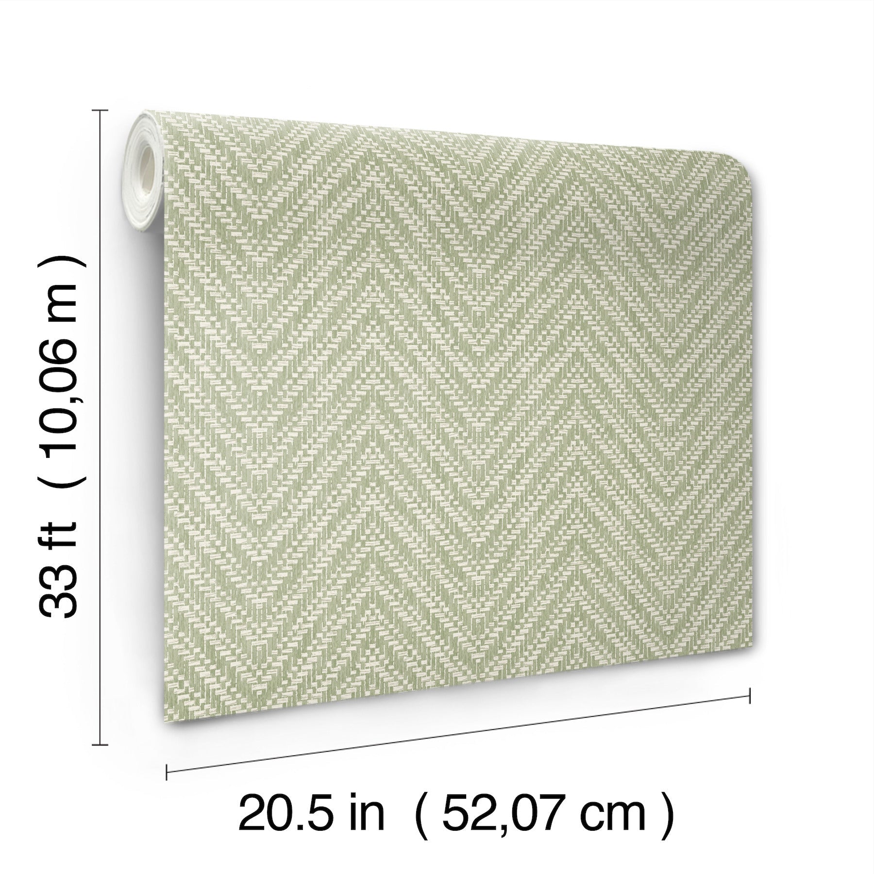 A-Street Prints Glynn Green Chevron Wallpaper, 20.5-in by 33-ft