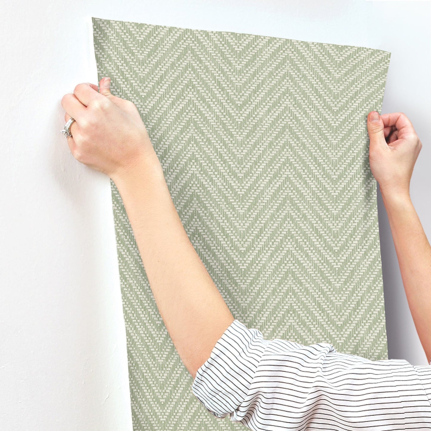 A-Street Prints Glynn Green Chevron Wallpaper, 20.5-in by 33-ft