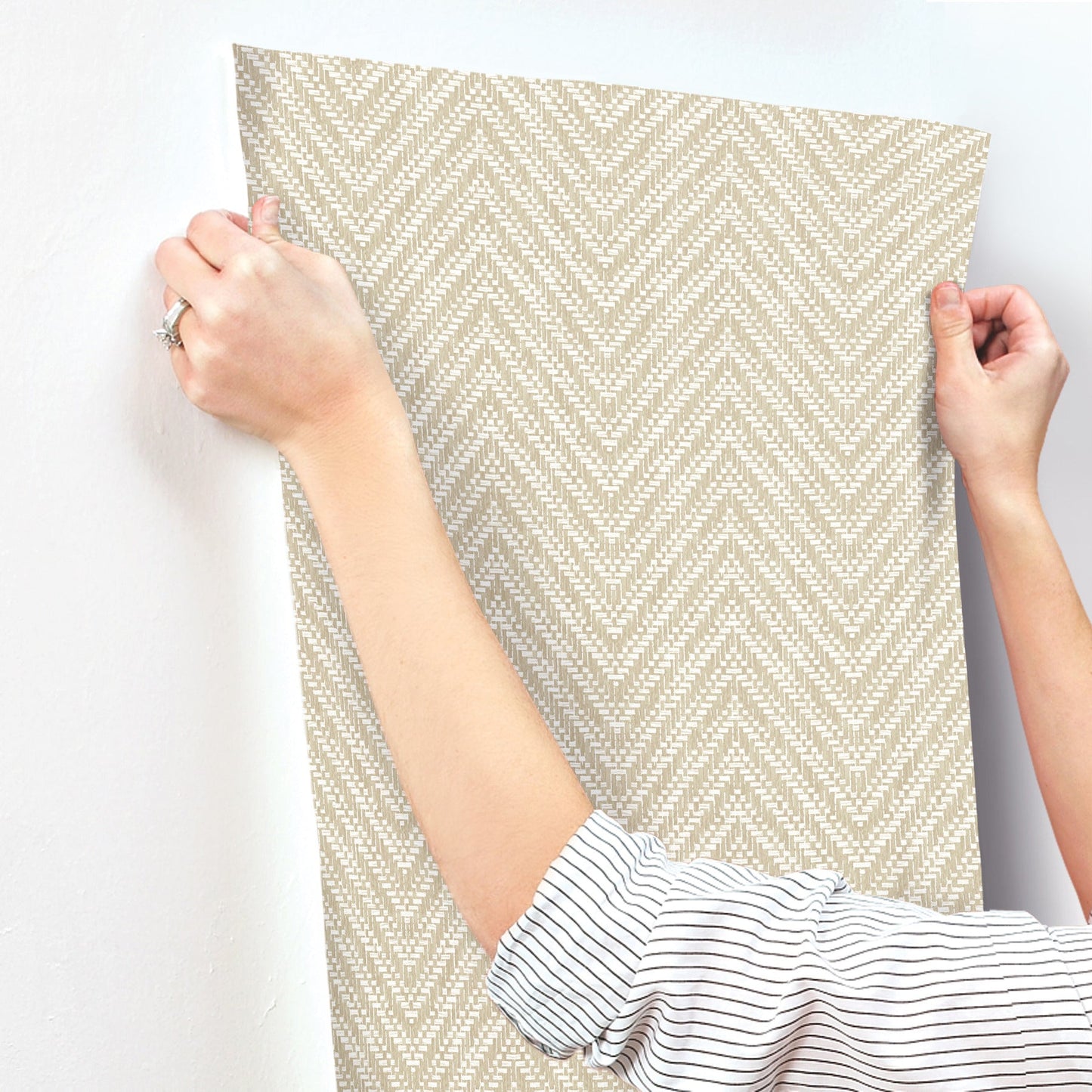 A-Street Prints Glynn Wheat Chevron Wallpaper, 20.5-in by 33-ft