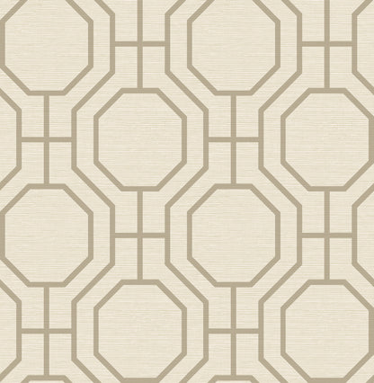 A-Street Prints Manor Taupe Geometric Trellis Wallpaper, 20.5-in by 33-ft