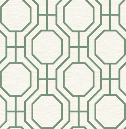 A-Street Prints Manor Green Geometric Trellis Wallpaper, 20.5-in by 33-ft