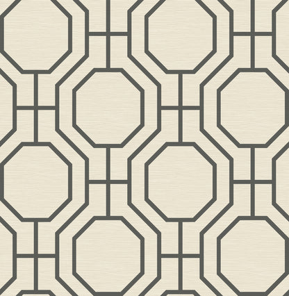 A-Street Prints Manor Black Geometric Trellis Wallpaper, 20.5-in by 33-ft