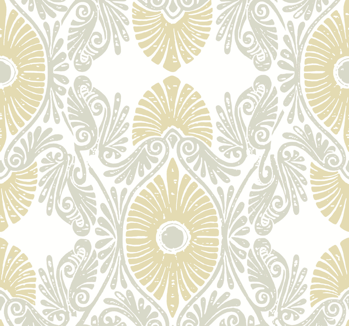 A-Street Prints Villa Light Yellow Embellished Ogee Wallpaper, 27-in by 27-ft