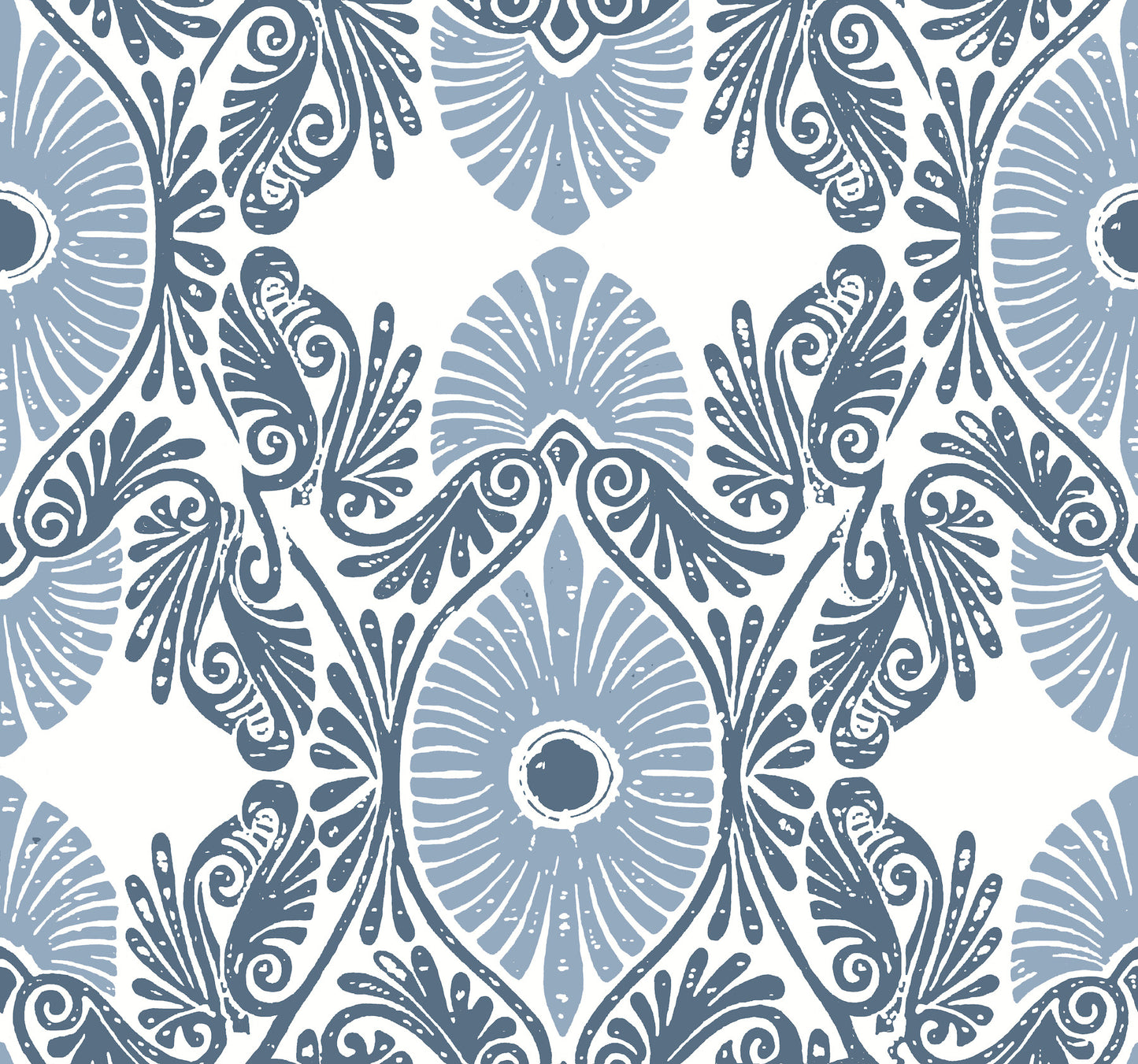 A-Street Prints Villa Blue Embellished Ogee Wallpaper, 27-in by 27-ft