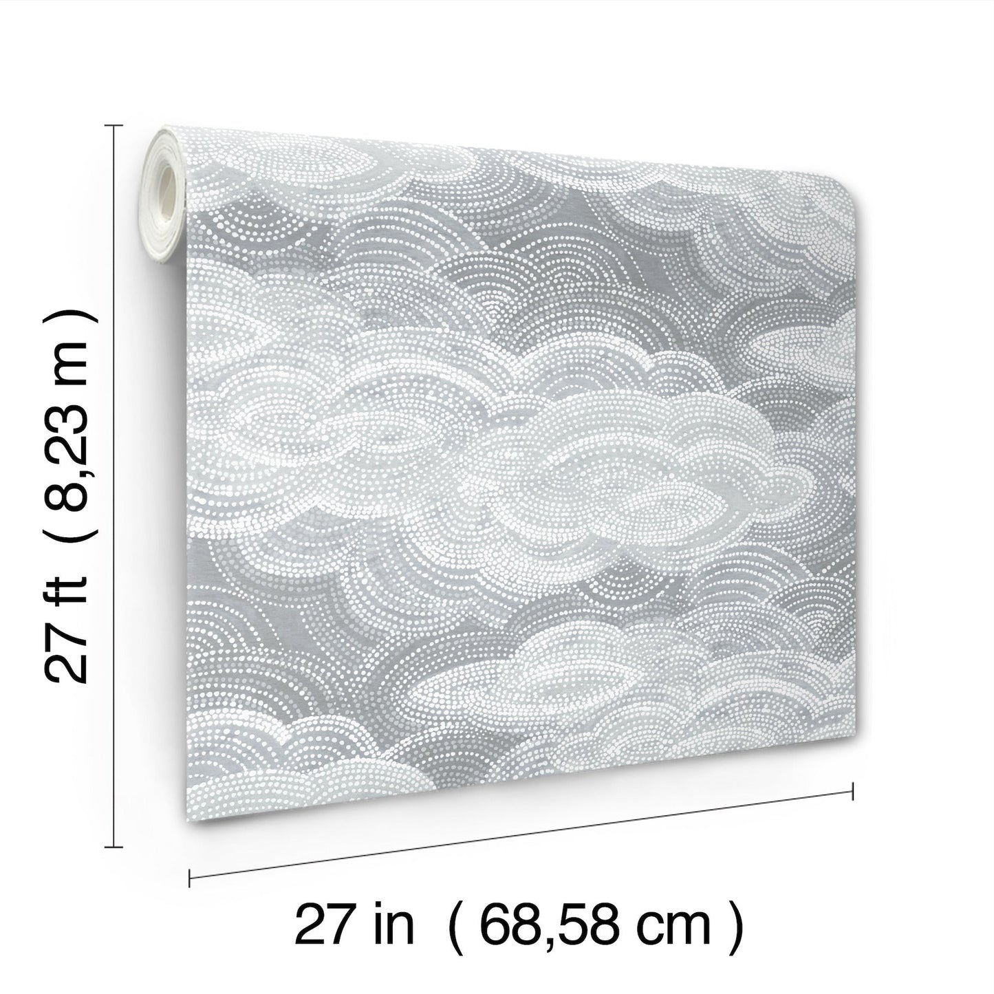 A-Street Prints Vision Slate Stipple Clouds Wallpaper, 27-in by 27-ft