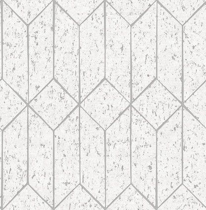 Advantage Hayden White Concrete Trellis Wallpaper, 20.5-in by 33-ft