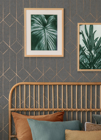 Advantage Hayden Charcoal Concrete Trellis Wallpaper, 20.5-in by 33-ft