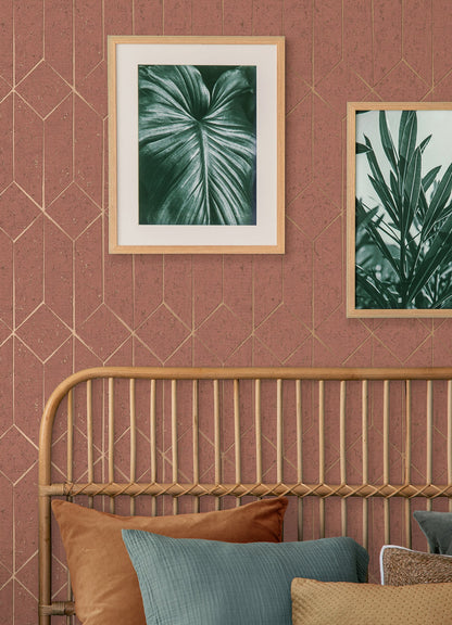 Advantage Hayden Raspberry Concrete Trellis Wallpaper, 20.5-in by 33-ft