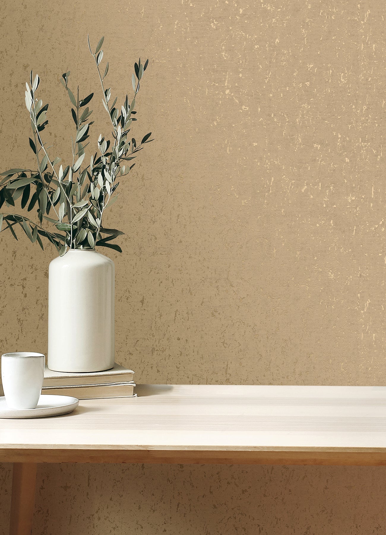 Advantage Callie Light Brown Concrete Wallpaper, 20.5-in by 33-ft