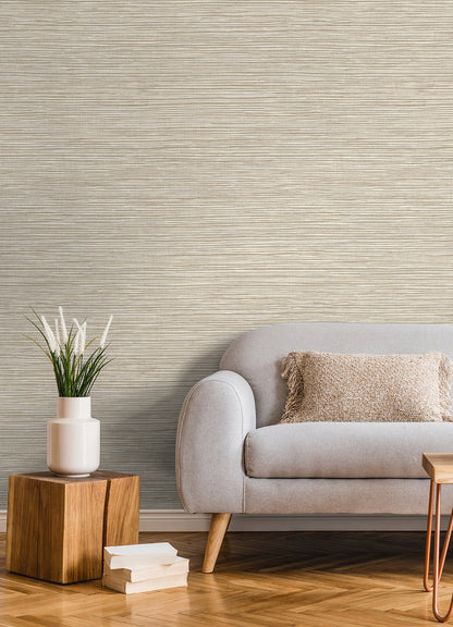 Advantage Alton Taupe Faux Grasscloth Wallpaper, 20.5-in by 33-ft