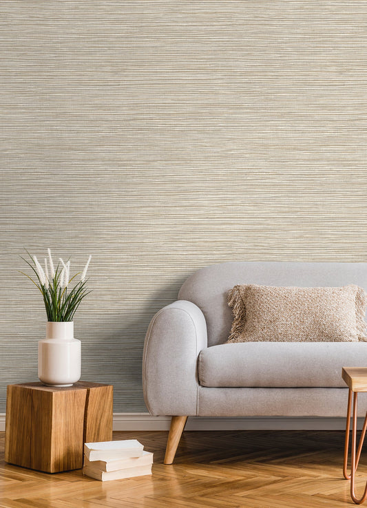 Advantage Alton Taupe Faux Grasscloth Wallpaper, 20.5-in by 33-ft