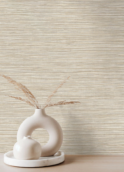 Advantage Alton Taupe Faux Grasscloth Wallpaper, 20.5-in by 33-ft