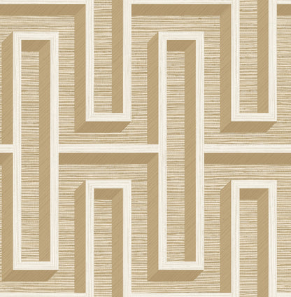 Advantage Henley Taupe Geometric Grasscloth Wallpaper, 20.5-in by 33-ft