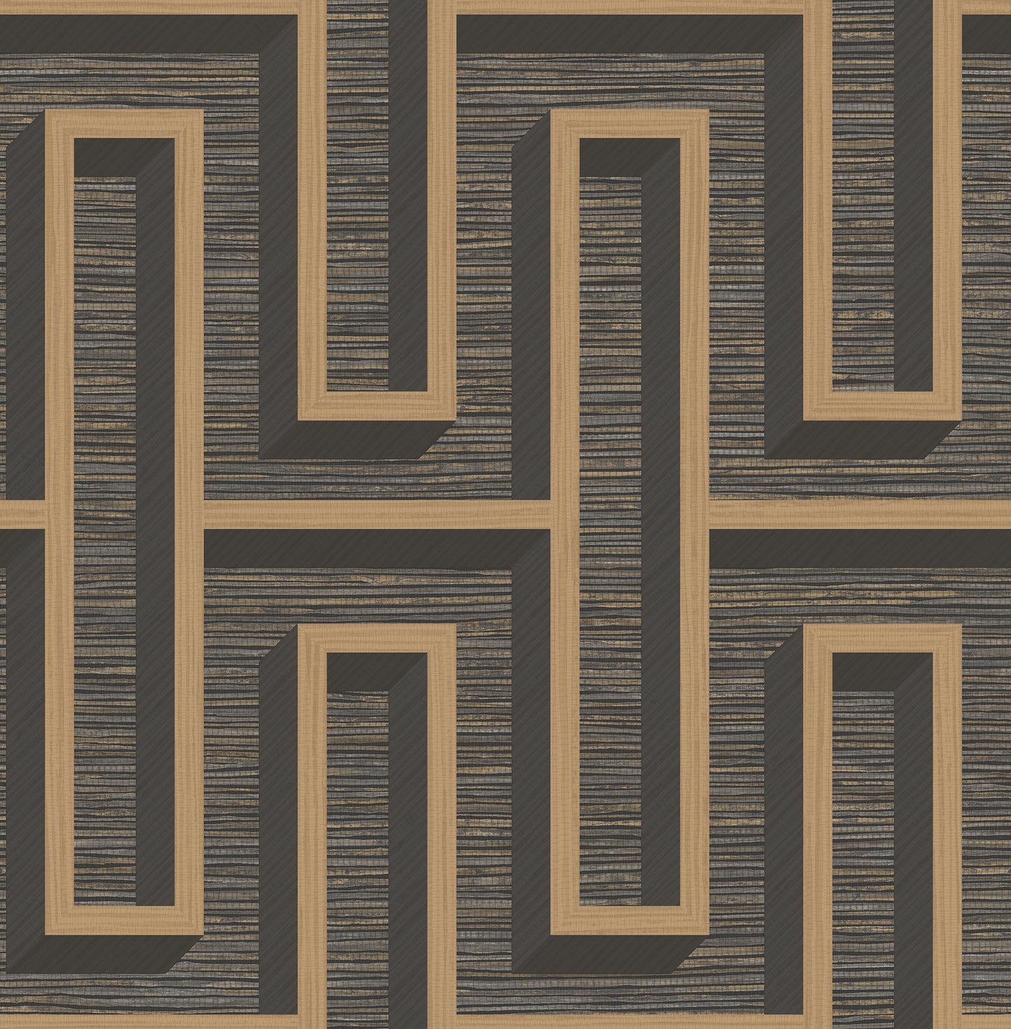 Advantage Henley Black Geometric Grasscloth Wallpaper, 20.5-in by 33-ft