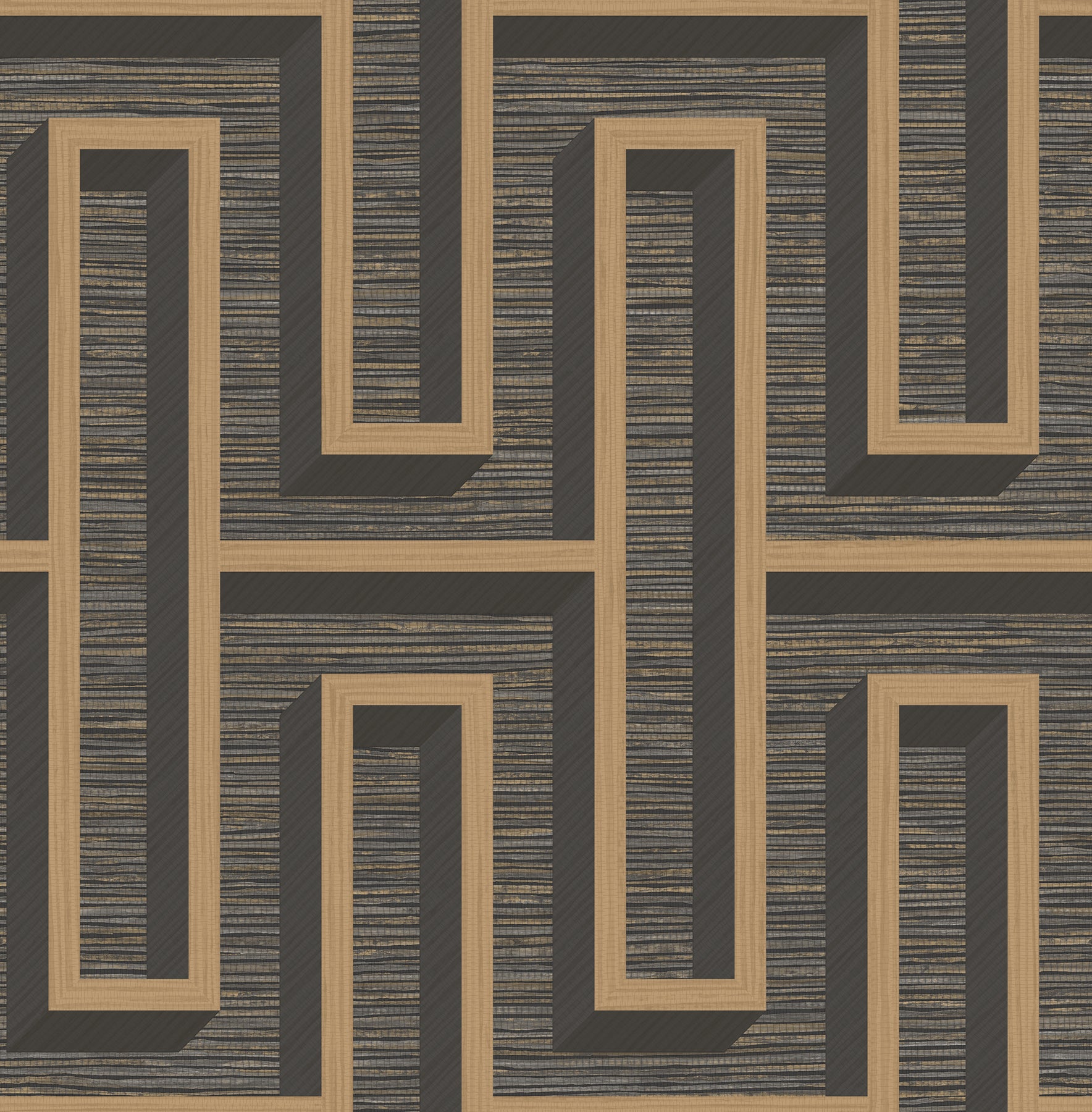 Advantage Henley Black Geometric Grasscloth Wallpaper, 20.5-in by 33-ft