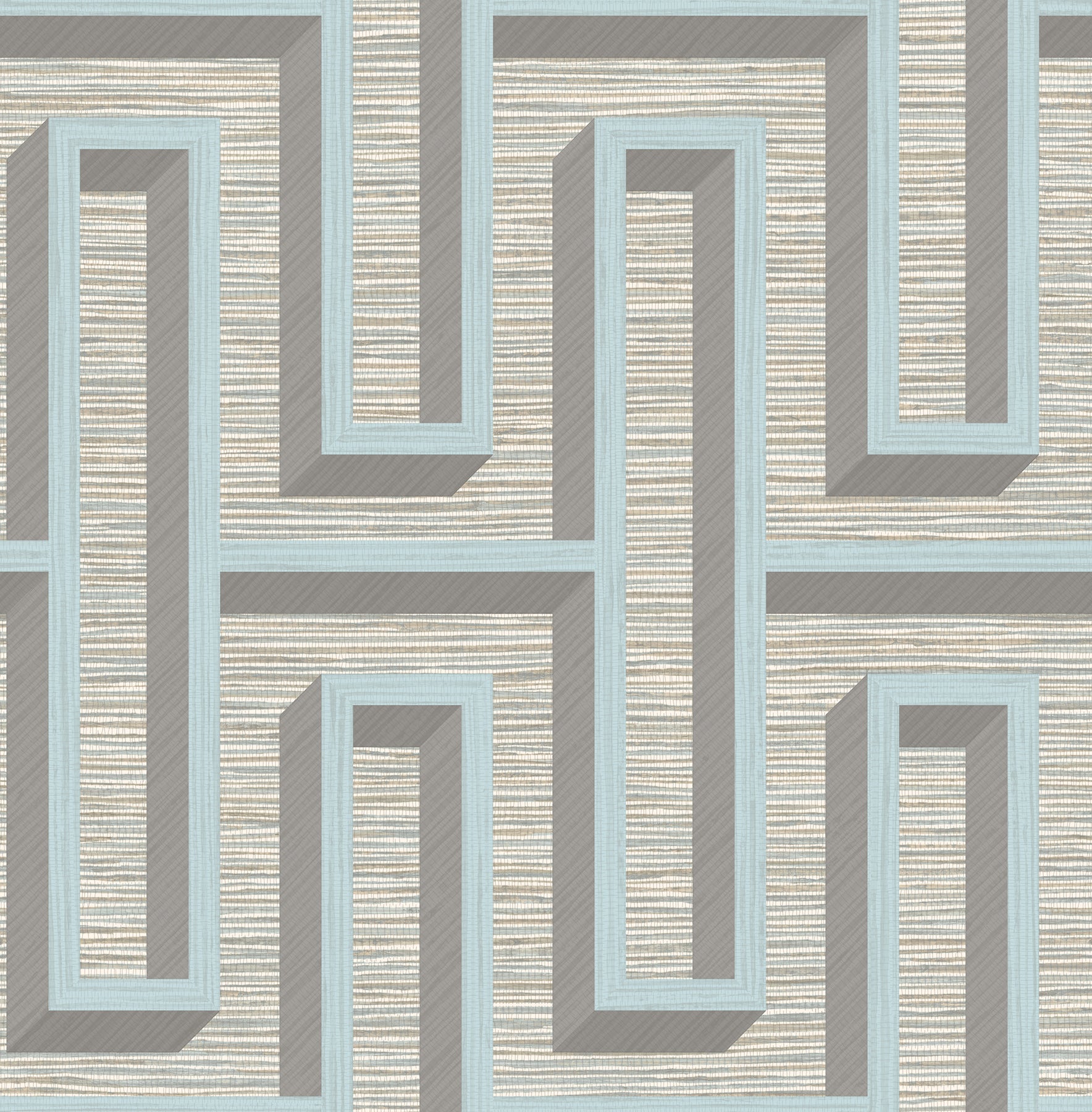 Advantage Henley Light Blue Geometric Grasscloth Wallpaper, 20.5-in by 33-ft