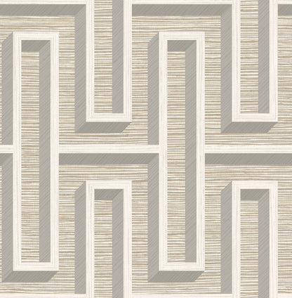 Advantage Henley Wheat Geometric Grasscloth Wallpaper, 20.5-in by 33-ft