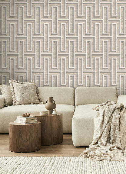 Advantage Henley Wheat Geometric Grasscloth Wallpaper, 20.5-in by 33-ft