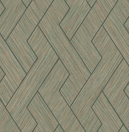 Advantage Ember Copper Geometric Basketweave Wallpaper, 20.5-in by 33-ft