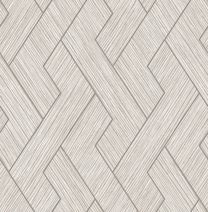 Advantage Ember Light Grey Geometric Basketweave Wallpaper, 20.5-in by 33-ft