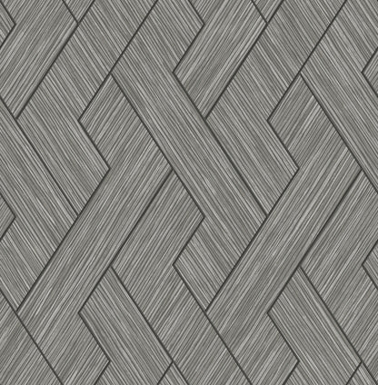 Advantage Ember Grey Geometric Basketweave Wallpaper, 20.5-in by 33-ft