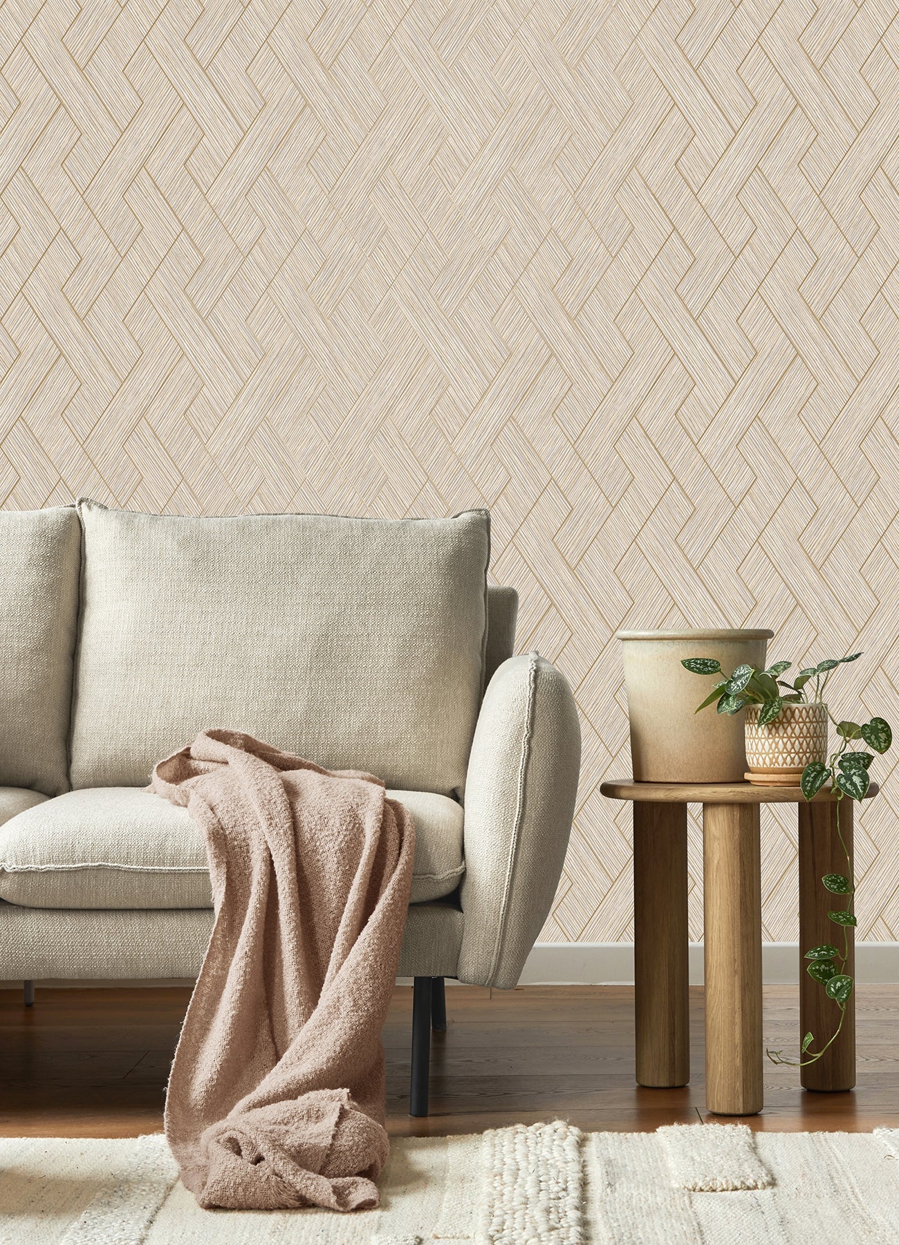 Advantage Ember Taupe Geometric Basketweave Wallpaper, 20.5-in by 33-ft