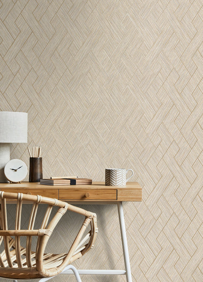 Advantage Ember Taupe Geometric Basketweave Wallpaper, 20.5-in by 33-ft