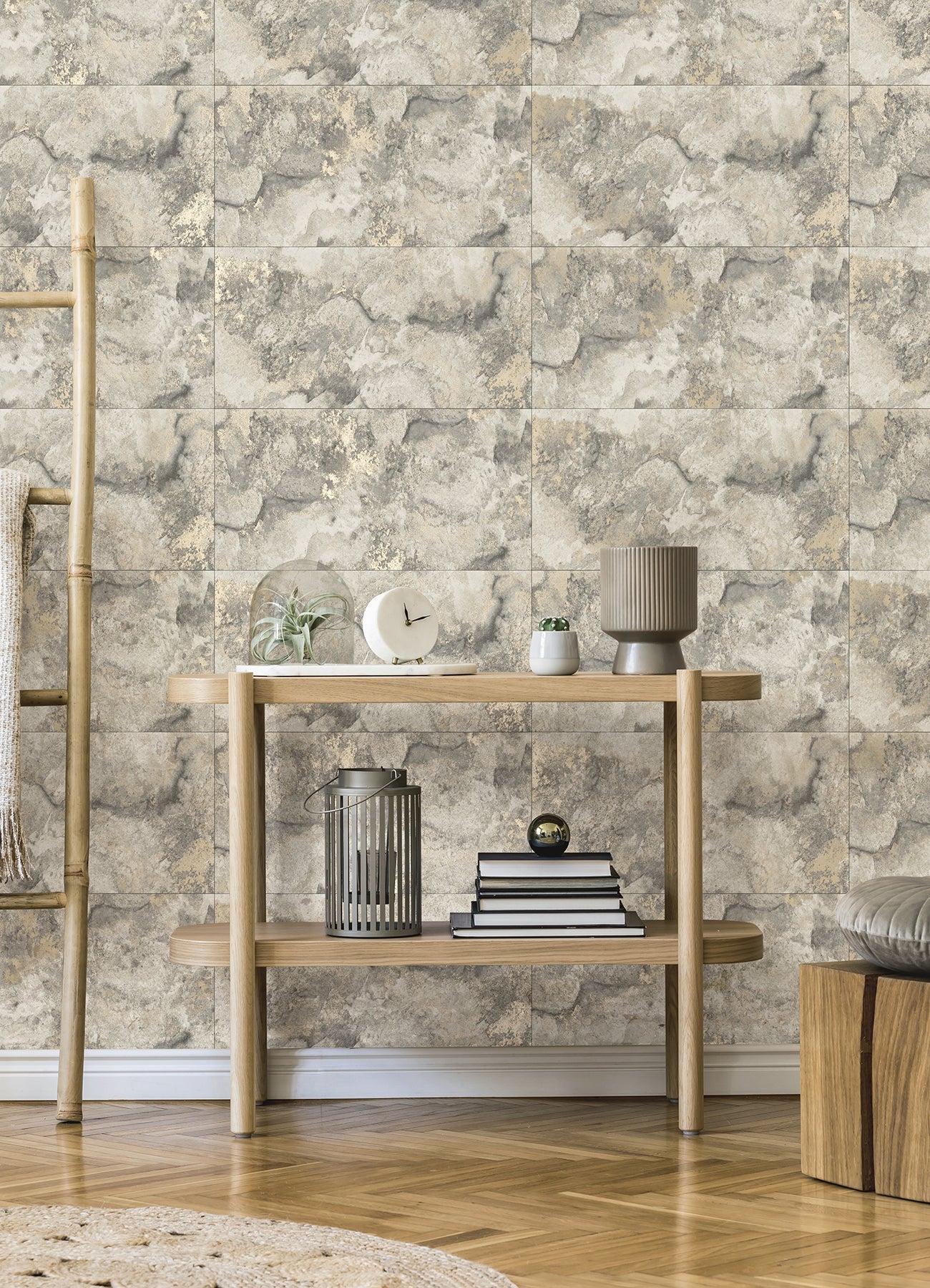 Advantage Aria Light Grey Marbled Tile Wallpaper, 20.5-in by 33-ft