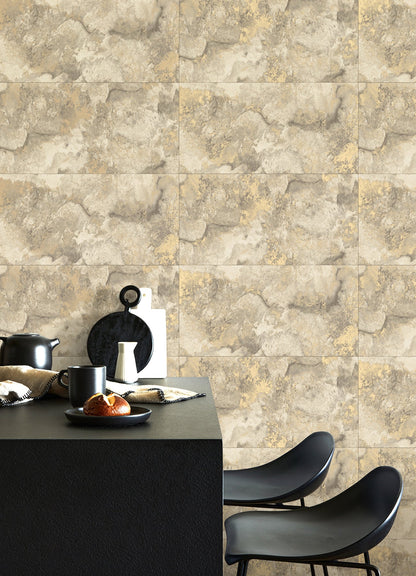 Advantage Aria Neutral Marbled Tile Wallpaper, 20.5-in by 33-ft