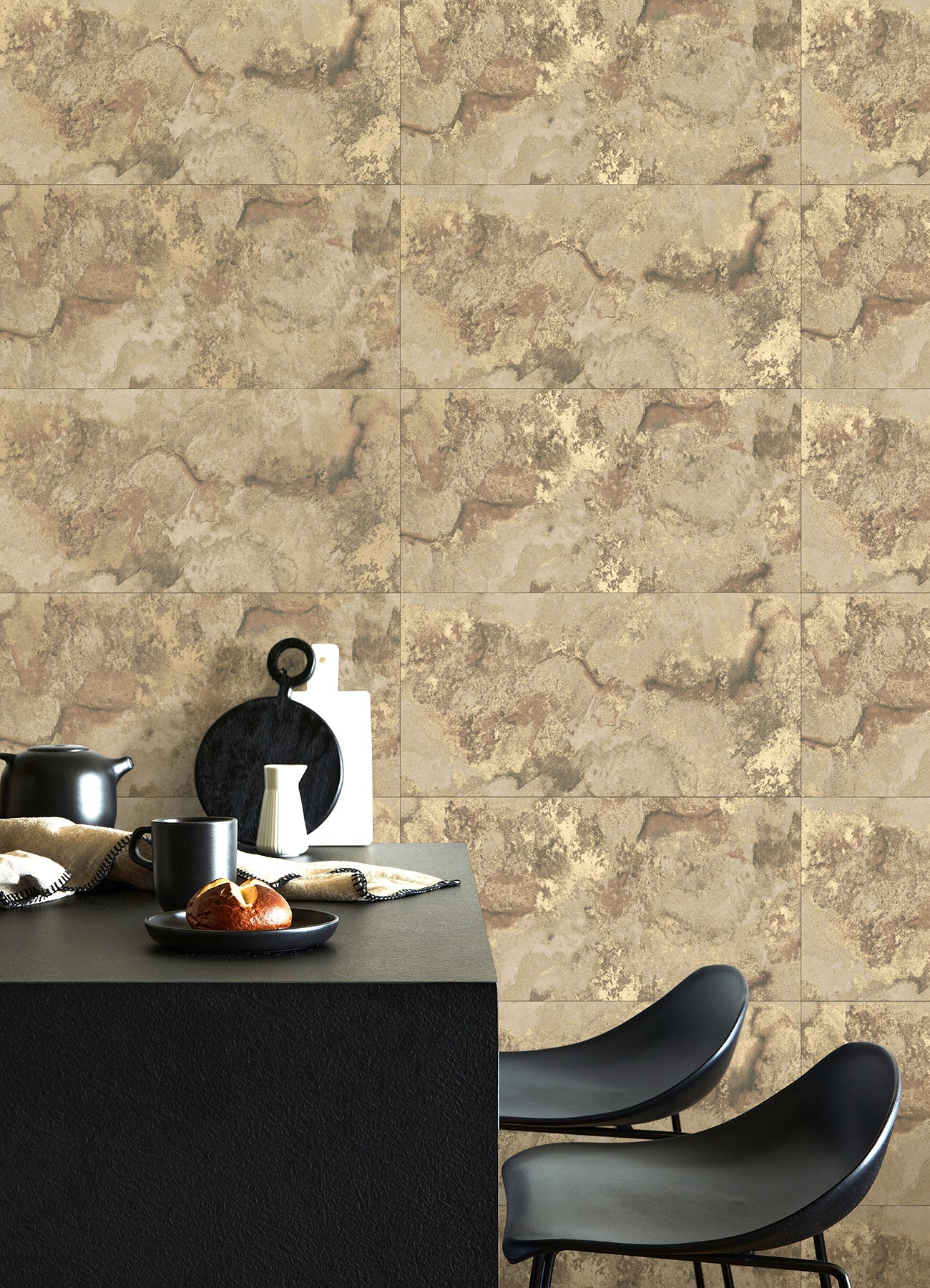 Advantage Aria Light Brown Marbled Tile Wallpaper, 20.5-in by 33-ft