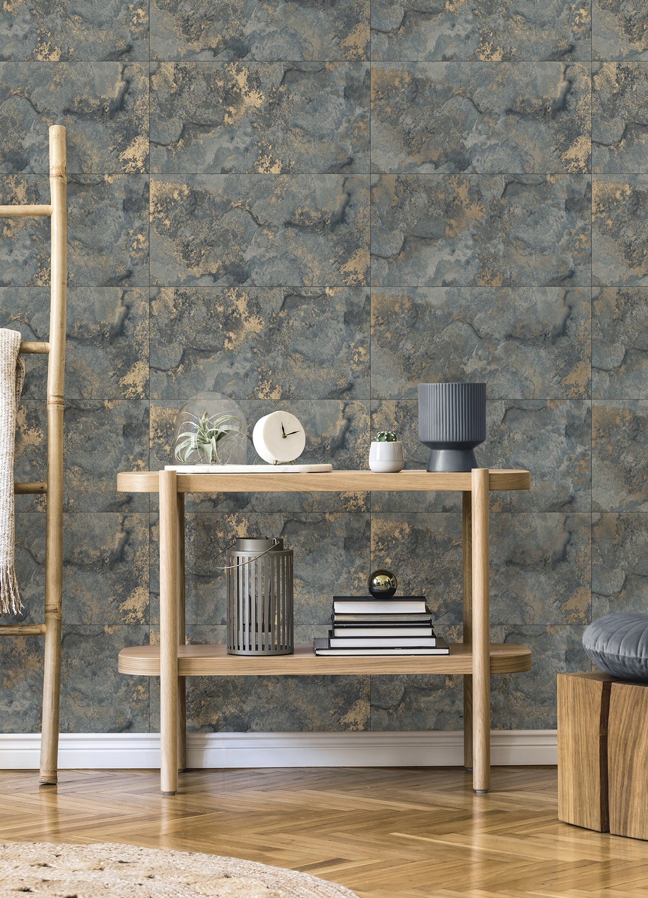 Advantage Aria Slate Marbled Tile Wallpaper, 20.5-in by 33-ft