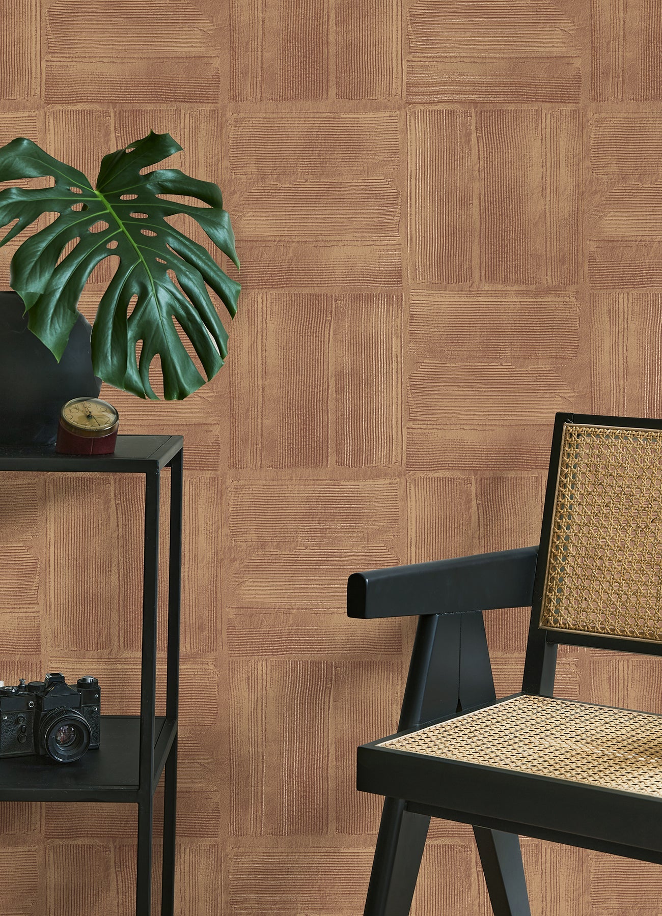 Advantage Jasper Rust Block Texture Wallpaper, 20.5-in by 33-ft