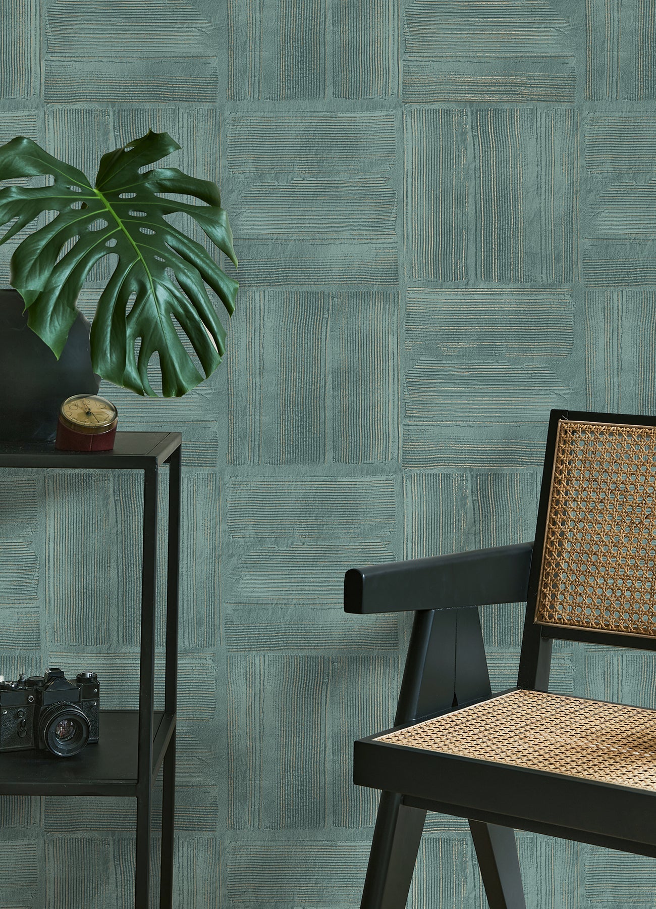 Advantage Jasper Teal Block Texture Wallpaper, 20.5-in by 33-ft