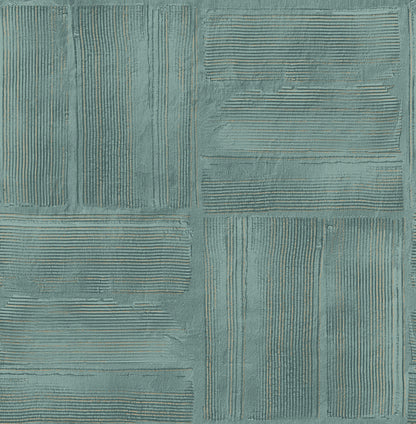 Advantage Jasper Teal Block Texture Wallpaper, 20.5-in by 33-ft