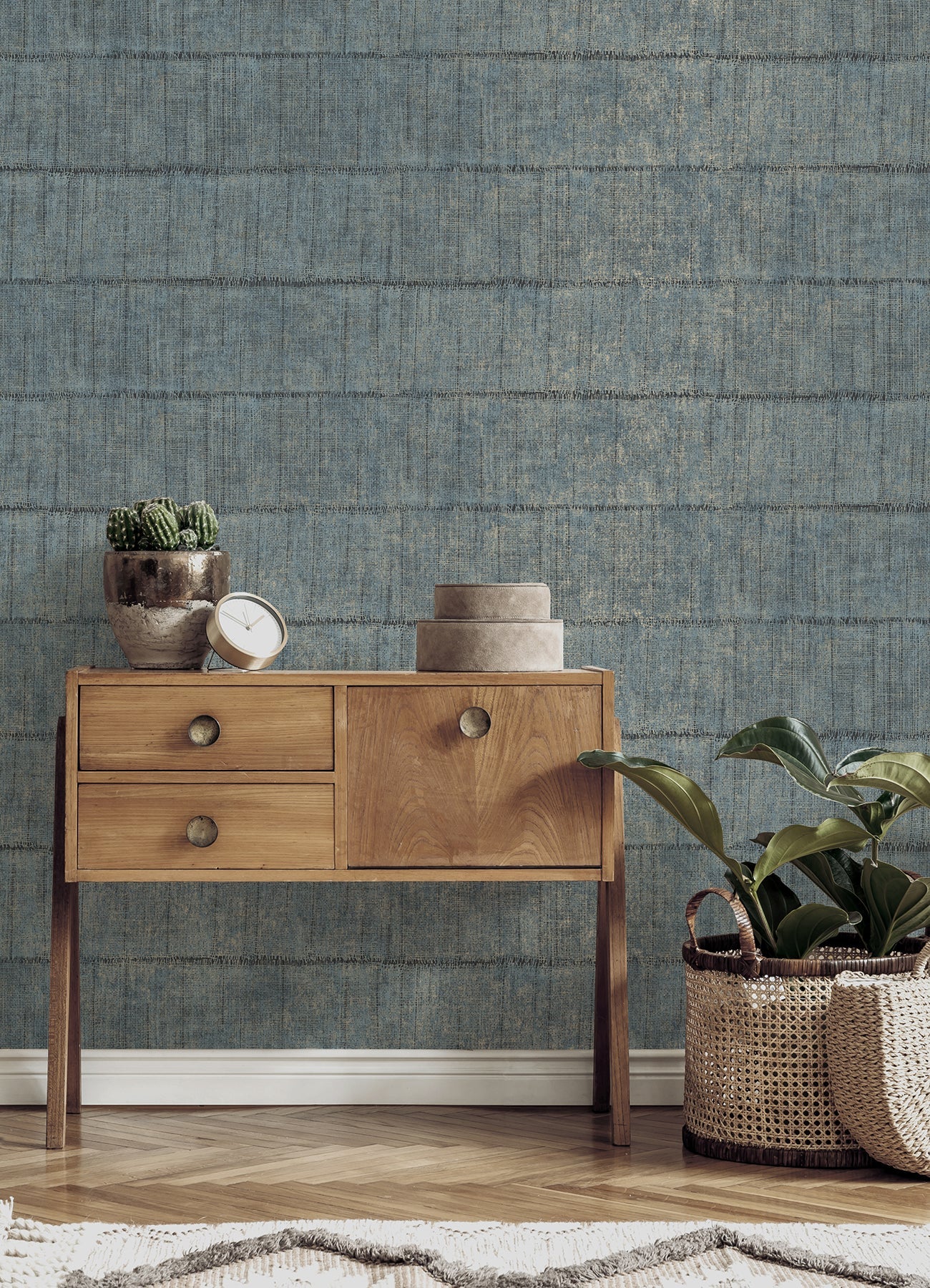 Advantage Blake Denim Texture Stripe Wallpaper, 20.5-in by 33-ft